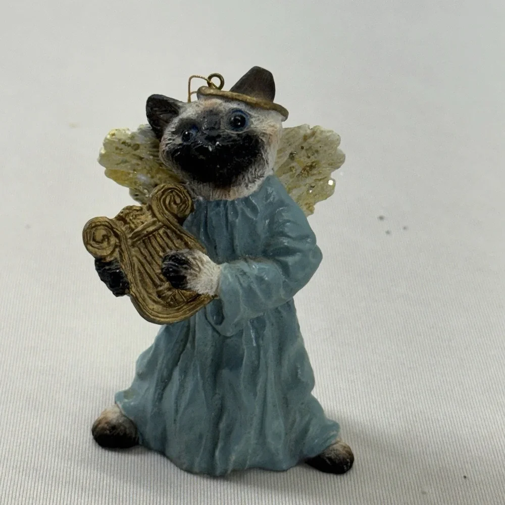 Creations by Carole Cat Angel  with Harp Kitty‎ Christmas Ornament 1994